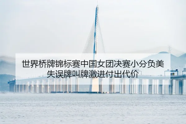 世界桥牌锦标赛中国女团决赛小分负美 失误牌叫牌激进付出代价